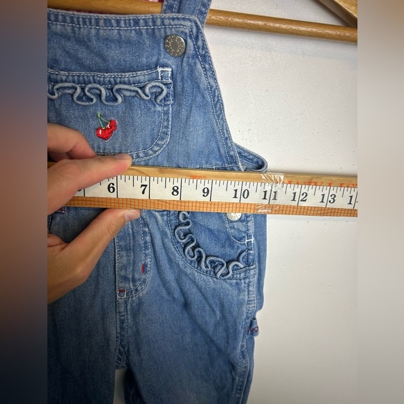 Vtg 90s Faded Glory Denim Overalls Size 18 Months Little Girl Sherry Embroidery - Picture 5 of 14